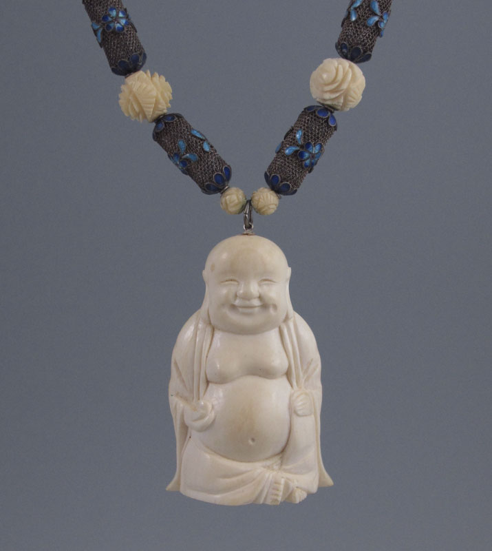 CARVED IVORY BUDDHA NECKLACE: