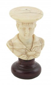 CARVED IVORY BUST OF A SAILOR