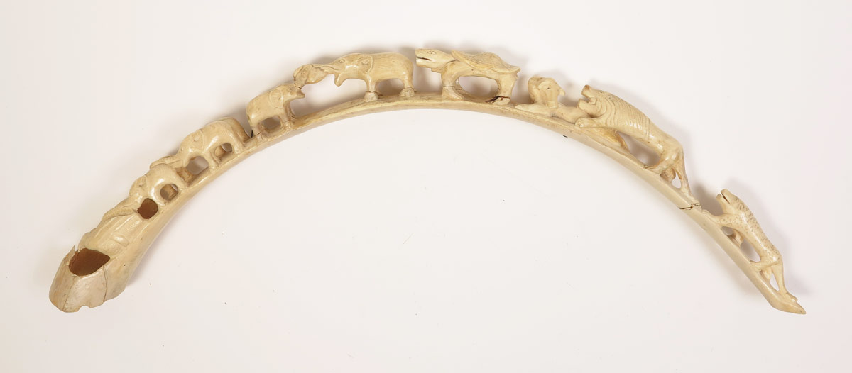 CARVED IVORY ELEPHANT BRIDGE: