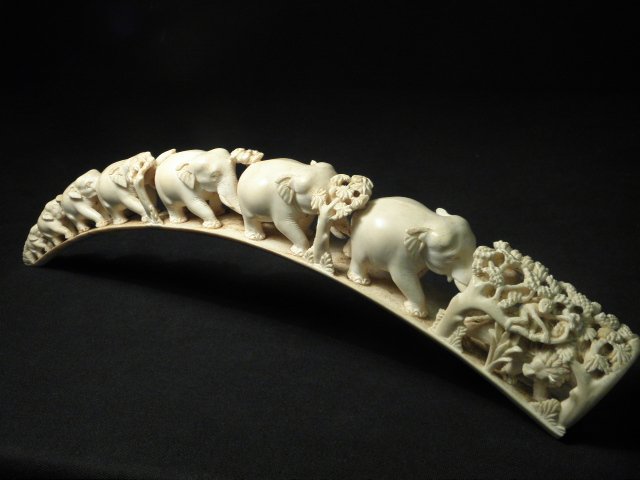 Carved ivory elephant bridge.