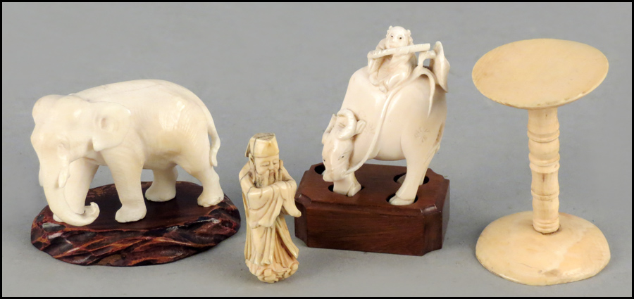 CARVED IVORY ELEPHANT. Together