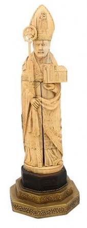CARVED IVORY FIGURAL TRIPTYCH,