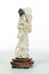 CARVED IVORY FIGURE OF KWAN YI