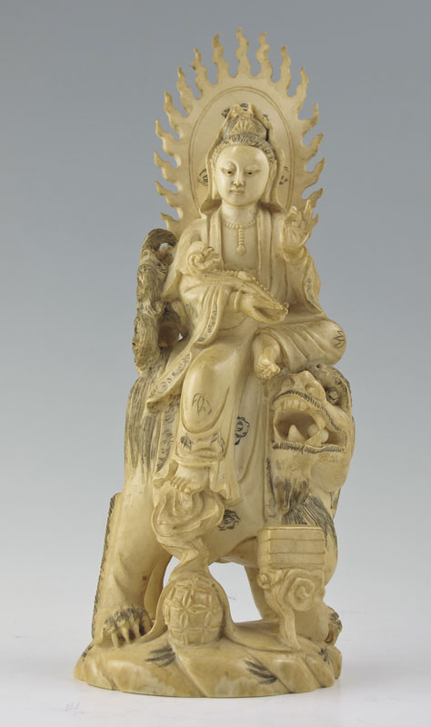 CARVED IVORY FIGURE OF QUANYIN: