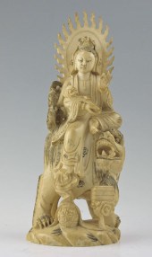 CARVED IVORY FIGURE OF QUANYIN