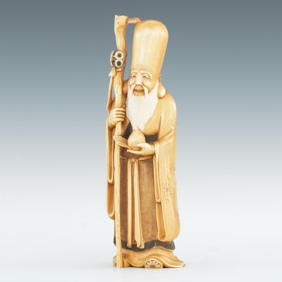 Carved Ivory Figure of Shou Lao the