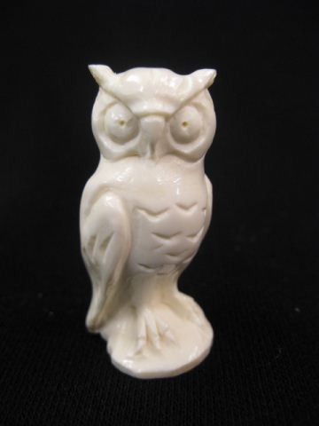 Carved Ivory Figurine of an Owl 2''