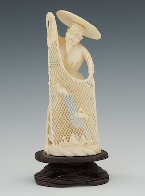 Carved Ivory Fisherman with Net