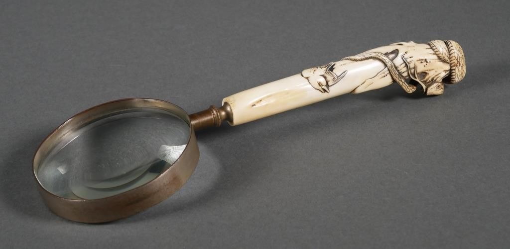 CARVED IVORY HANDLE MAGNIFYING