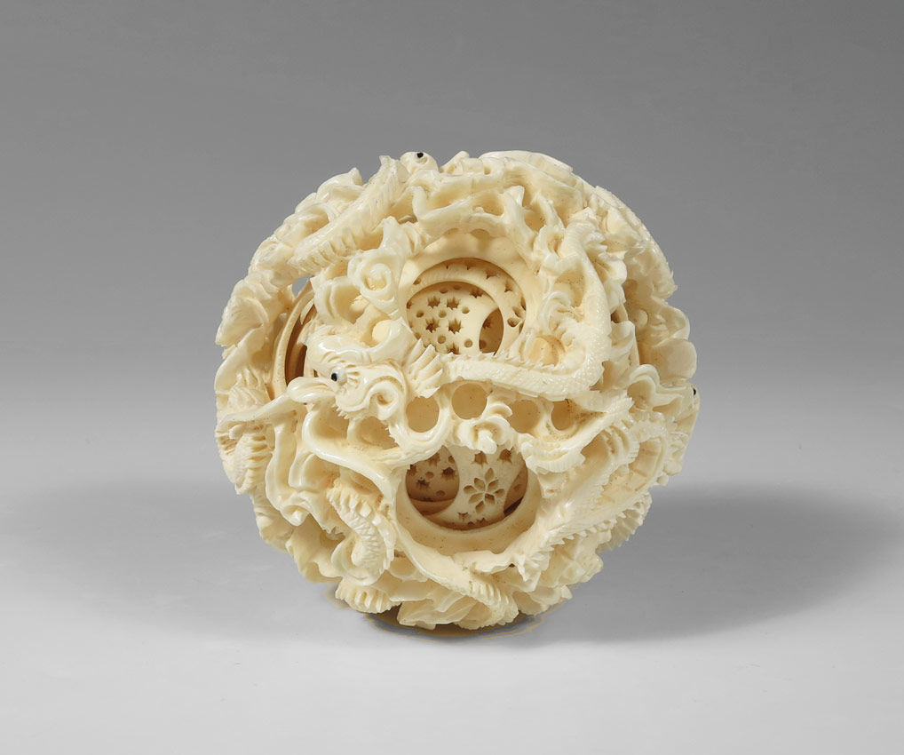 CARVED IVORY MYSTERY BALL: Carved