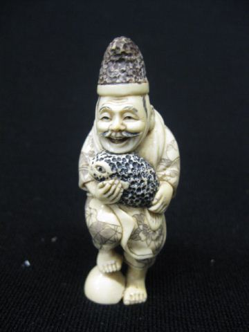 Carved Ivory Netsuke Happy