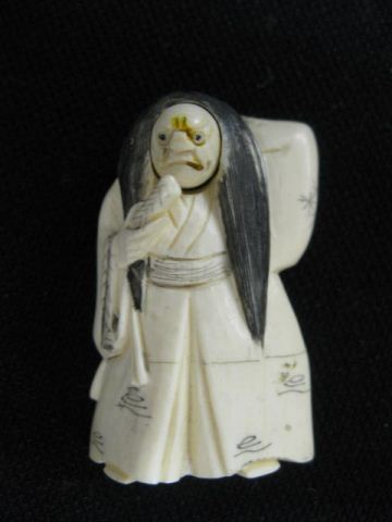 Carved Ivory Netsuke of a Samari