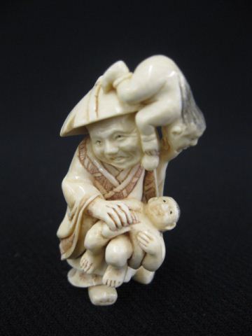 Carved Ivory Netsuke of a Shoki a
