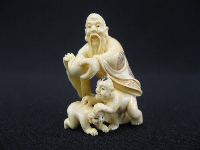 Carved Ivory Netsuke of a Man