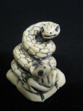 Carved Ivory Netsuke of a Snak