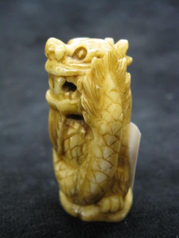 Carved Ivory Netsuke of a Dragon