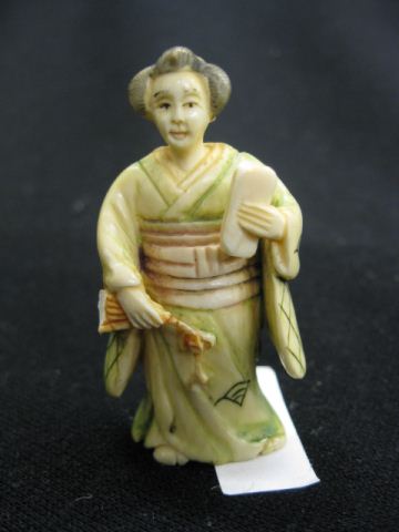 Carved Ivory Netsuke of Ladywith