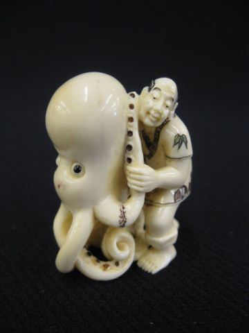 Carved Ivory Netsuke of Man with