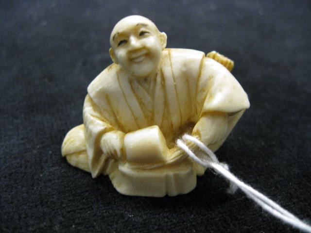 Carved Ivory Netsuke of Seated