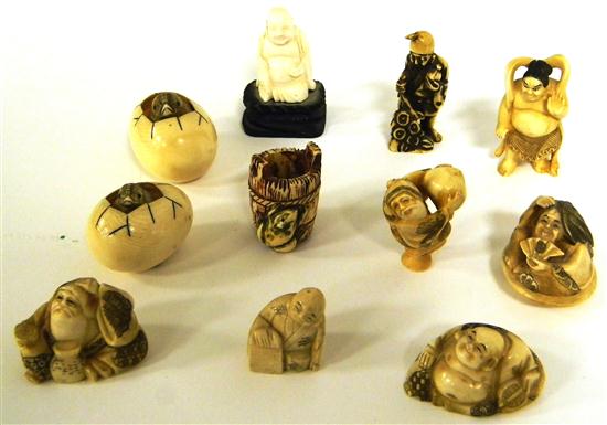 Carved ivory netsukes  c. 1900 