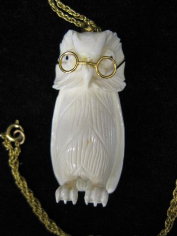 Carved Ivory Owl Pendant this