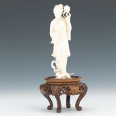 Carved Ivory Quan Yin and Cat