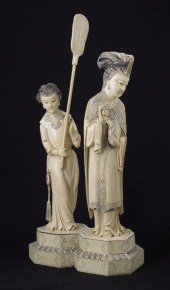 CARVED IVORY ROYAL WOMAN WITH