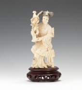 Carved Ivory Seated Maiden Fig
