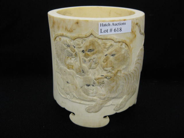 Carved Ivory Tusk Piecewith fancy