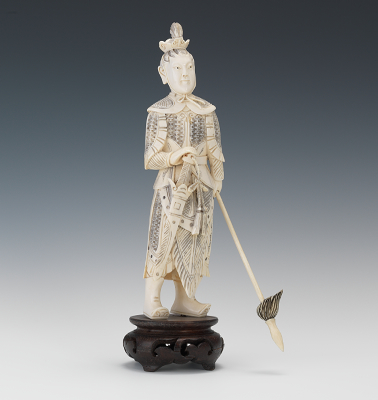 Carved Ivory Warrior with Spear