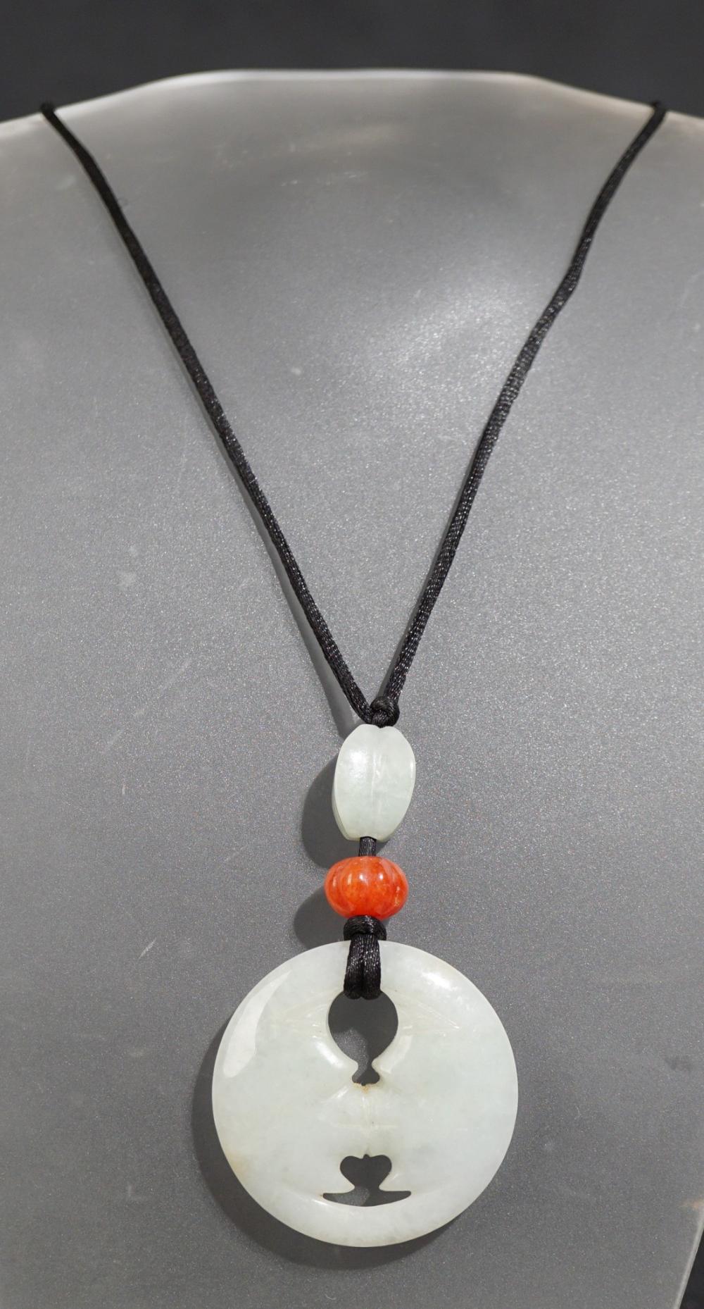 CARVED JADE AND AGATE AMULET