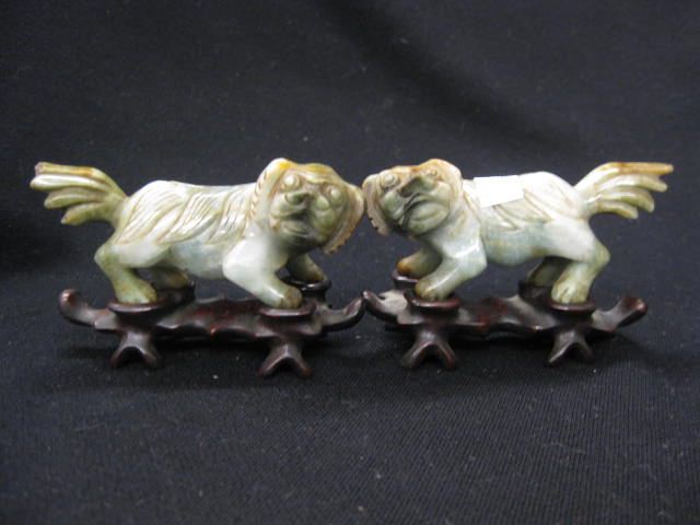 Carved Jade Foo Dog Figurines