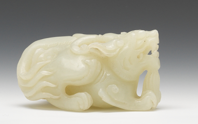 Carved Jade Recumbent Dragon A