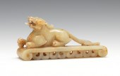 Carved Jade Recumbent Lion on