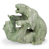 CARVED JADE SCULPTURE OF FIGHT