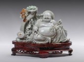 CARVED JADE SEATED HAPPY BUDDH