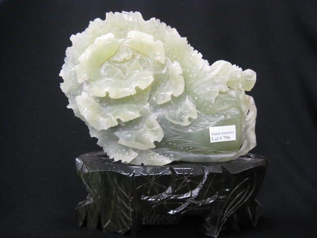 Carved Jade Statue floral decor 6