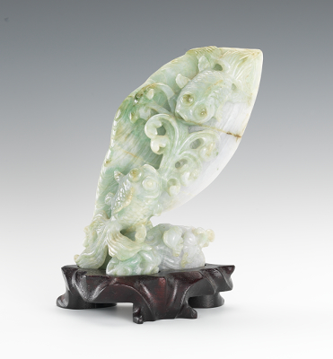 Carved Jadeite Figure with Koi