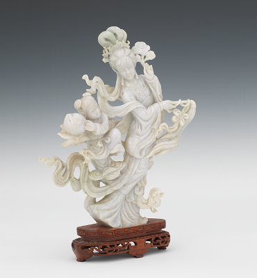 Carved Jadeite Maiden with Child
