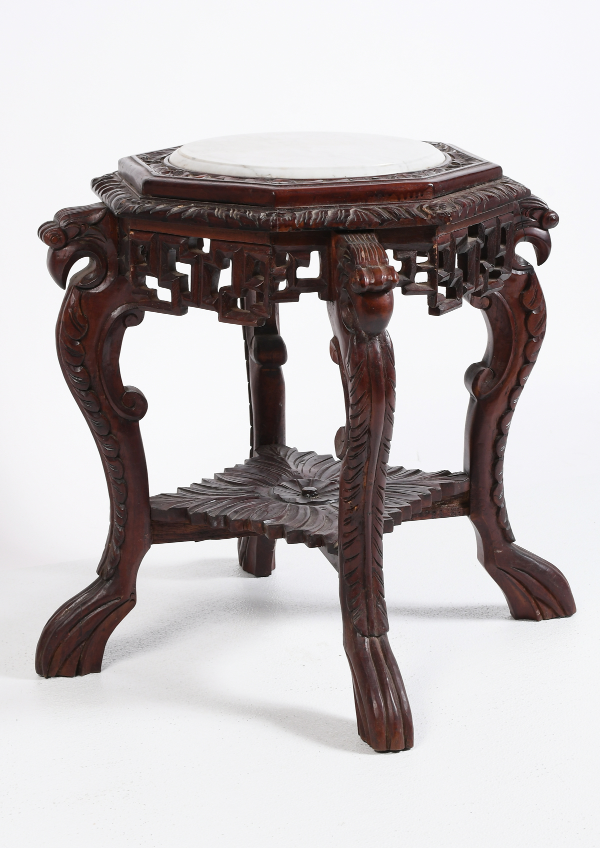 CARVED JAPANESE MARBLE TOP PLANT