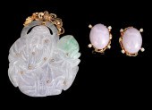 CARVED LAVENDER JADE & GOLD PE