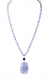 CARVED LAVENDER JADE PENDANT W