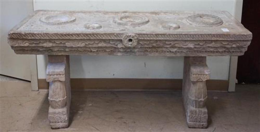 CARVED LIMESTONE BENCHCarved
