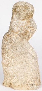 CARVED LIMESTONE FIGURE OF A W