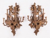 CARVED LIMEWOOD TWO-LIGHT SCON