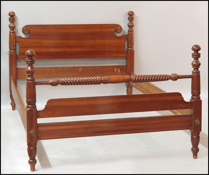 CARVED MAHOGANY BED FRAME.