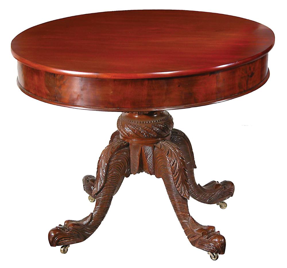 CARVED MAHOGANY CENTER TABLE