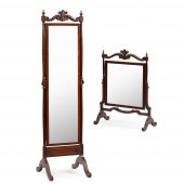 CARVED MAHOGANY CHEVAL AND DRE