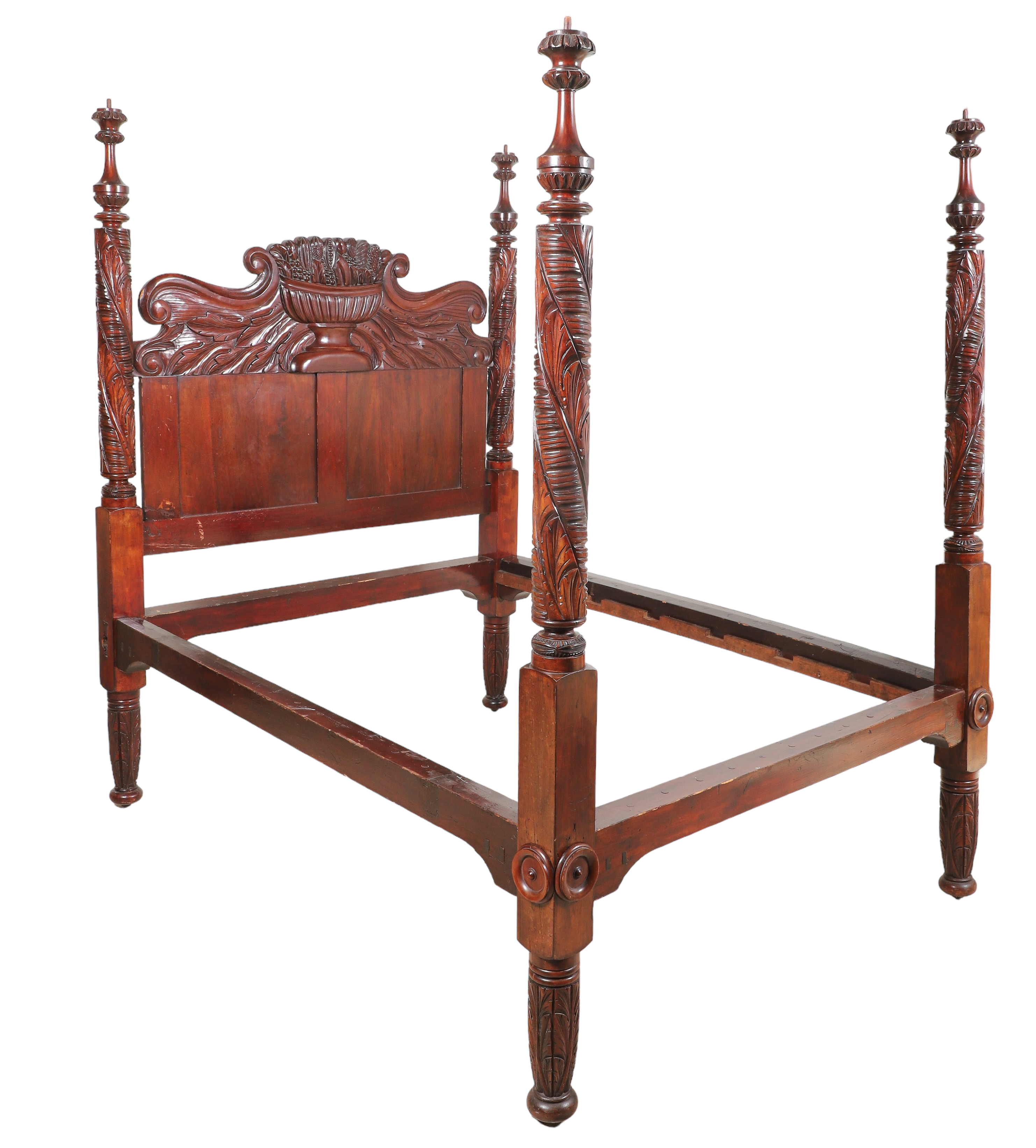 Carved Mahogany Federal 4 Post Bed,