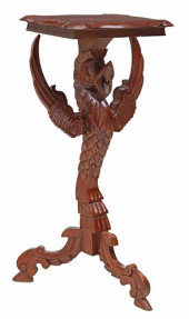 CARVED MAHOGANY FIGURAL WINGED